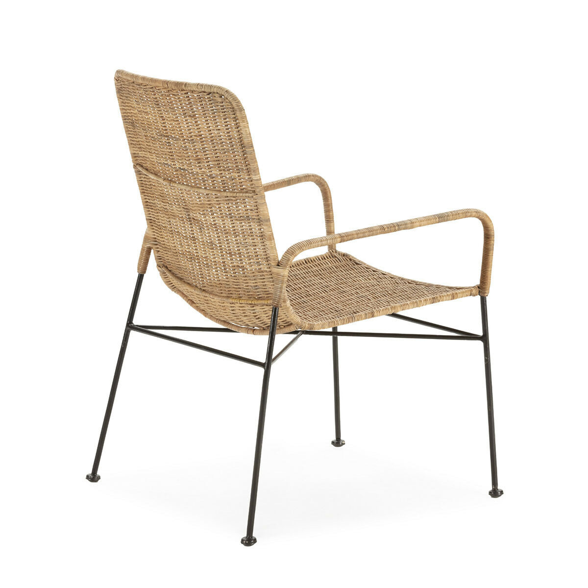 Silla 64x58x84 cm Metal/Mimbre -- Negro/Natural