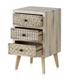 MESITA DE NOCHE MADERA DE ALAMO COLOR NATURAL, PATAS PINO MACIZO