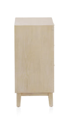 MESITA DE NOCHE 3 CAJONES CHAPADO EN ROBLE ACABADO EN MARFIL