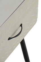 MESITA MADERA NATURAL 1 CAJON PATAS METALICAS NEGRAS