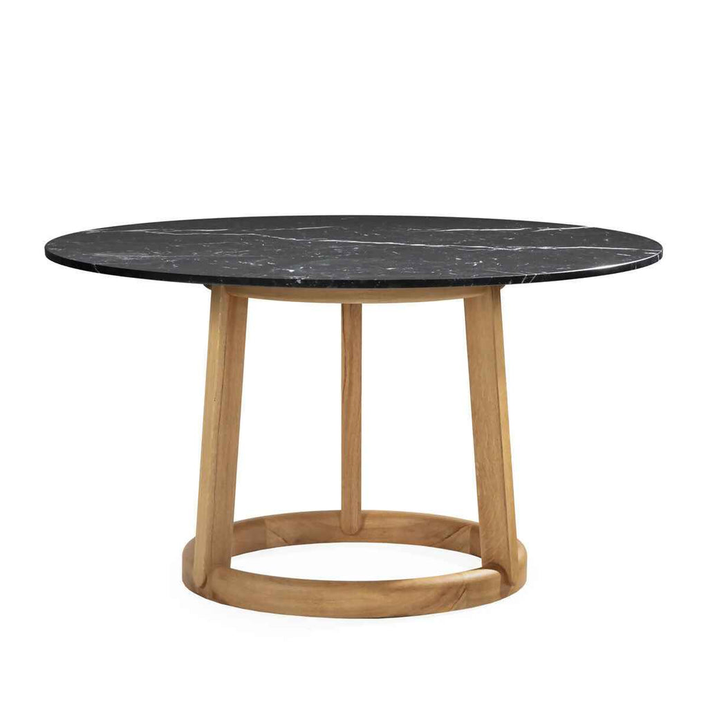 Mesa Comedor 140x140x75 Madera de Roble/Mármol -- Natural/Negro