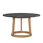 Mesa Comedor 140x140x75 Madera de Roble/Mármol -- Natural/Negro