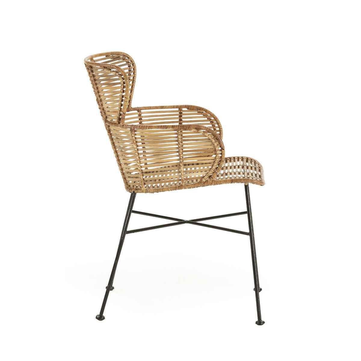 Silla 59x53x84 cm Metal/Mimbre -- Negro/Natural