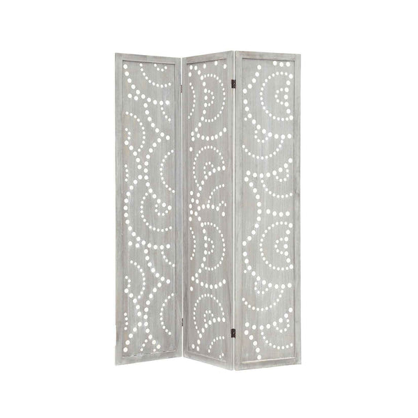 Paravent de fusta blanc amb detalls de cercles 120x8x170 cm