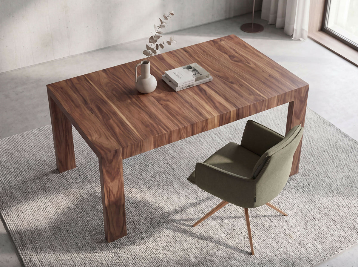 Mesa de comedor extensible rectangular de nogal de Ángel Cerdá, vista adicional 3