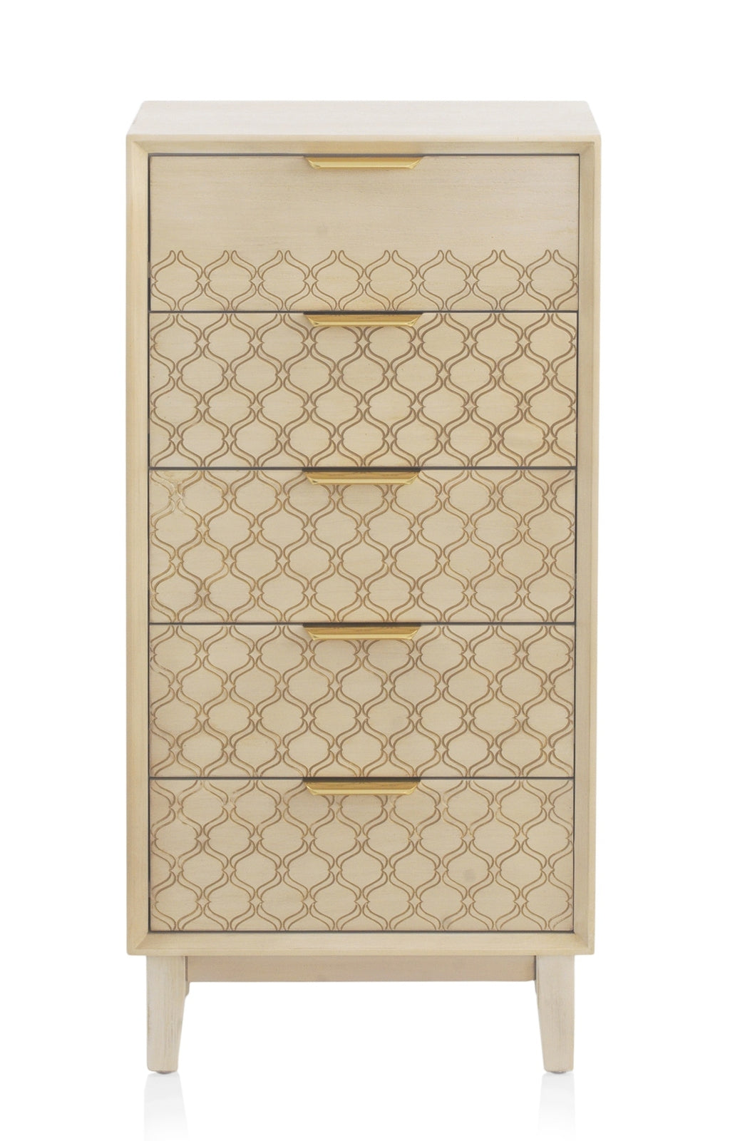 SINFONIER 5 CAJONES CHAPADO EN ROBLE ACABADO EN MARFIL