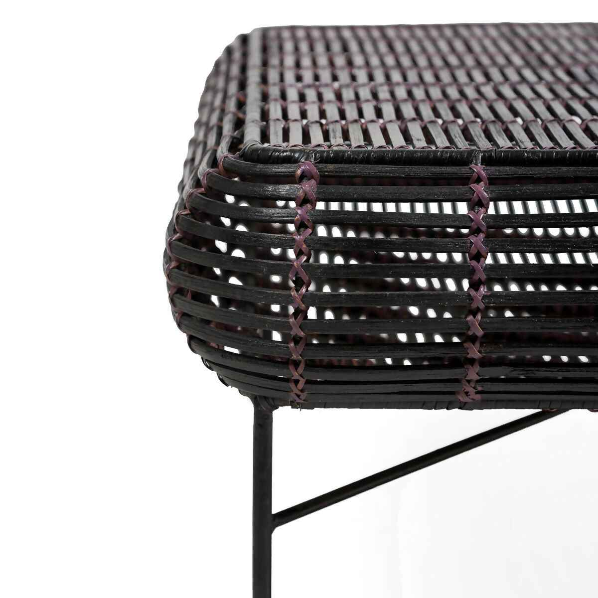 Mesa de Centro 76x91x35 cm Metal/Mimbre -- Negro/Violeta
