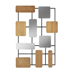 Escultura 67x1x99,5 Metal/Contrachapado de Roble/Espejo -- Negro/Natural