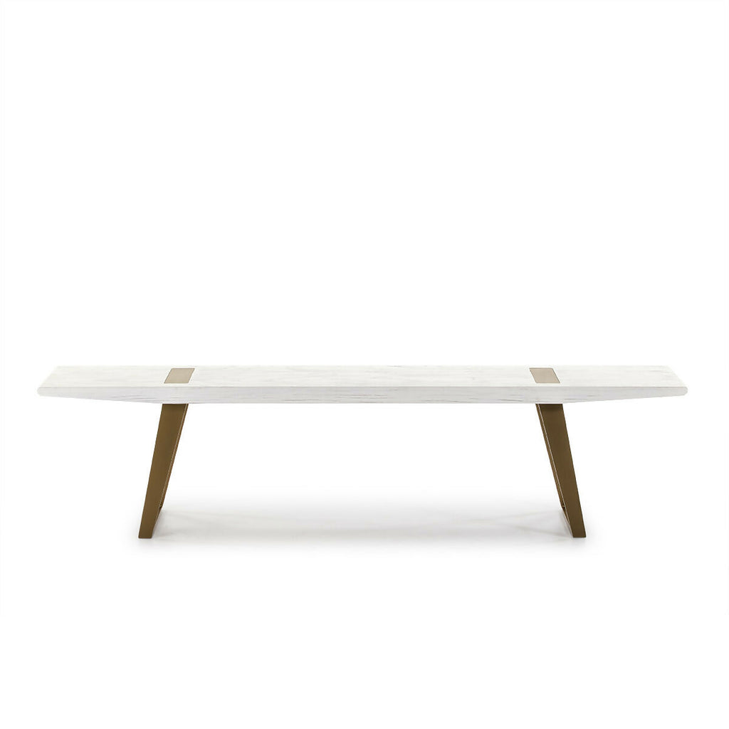 Banco 190x35x45 Madera Blanco/Metal Dorado