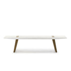 Banco 190x35x45 Madera Blanco/Metal Dorado
