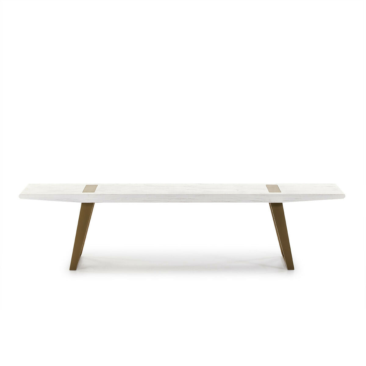 Banco 190x35x45 Madera Blanco/Metal Dorado