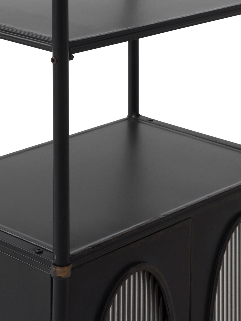 ESTANTERIA CON ESTRUCTURA DE METAL, PUERTAS CON CRISTAL DE FORMA OVAL