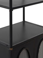 ESTANTERIA CON ESTRUCTURA DE METAL, PUERTAS CON CRISTAL DE FORMA OVAL