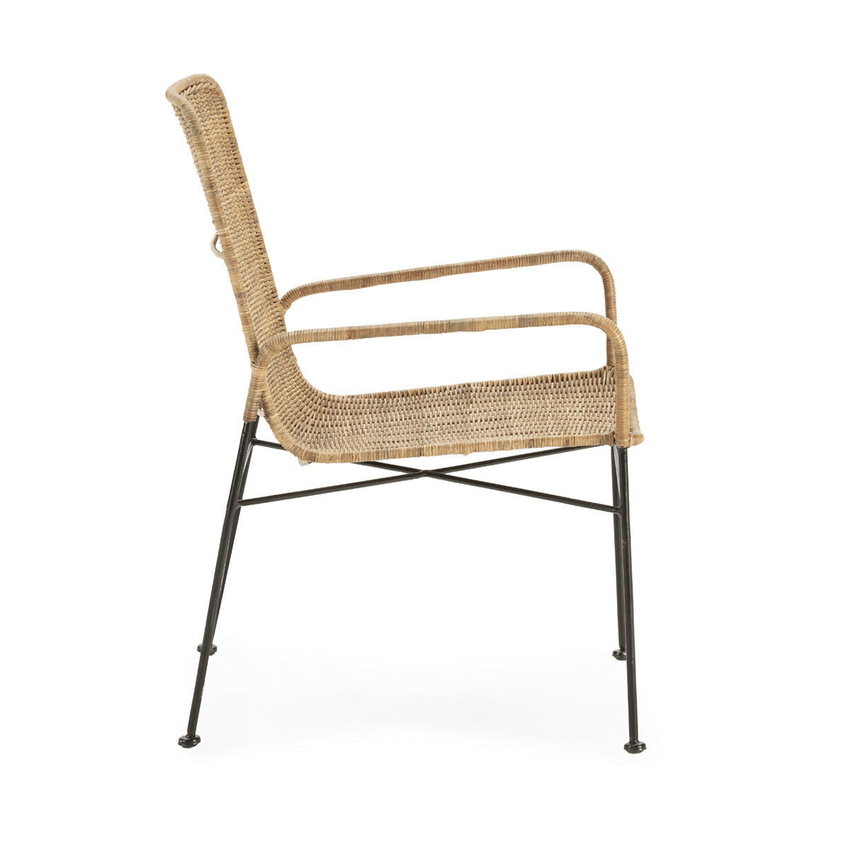 Silla 64x58x84 cm Metal/Mimbre -- Negro/Natural