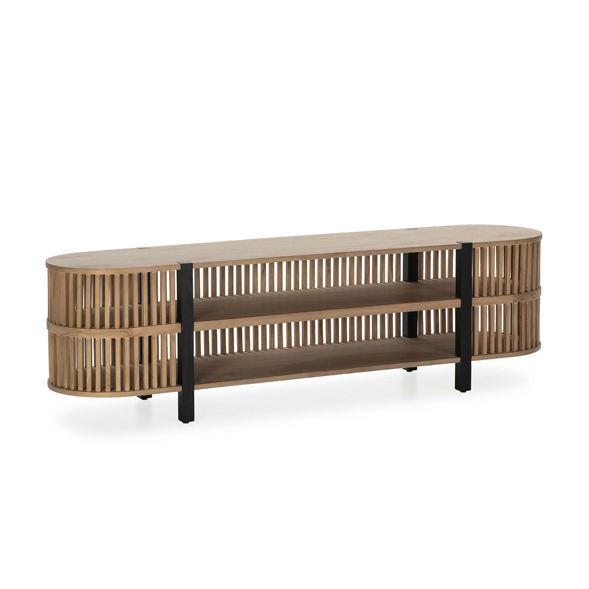 Mueble TV 175x40x50 Madera Arena/Metal Negro