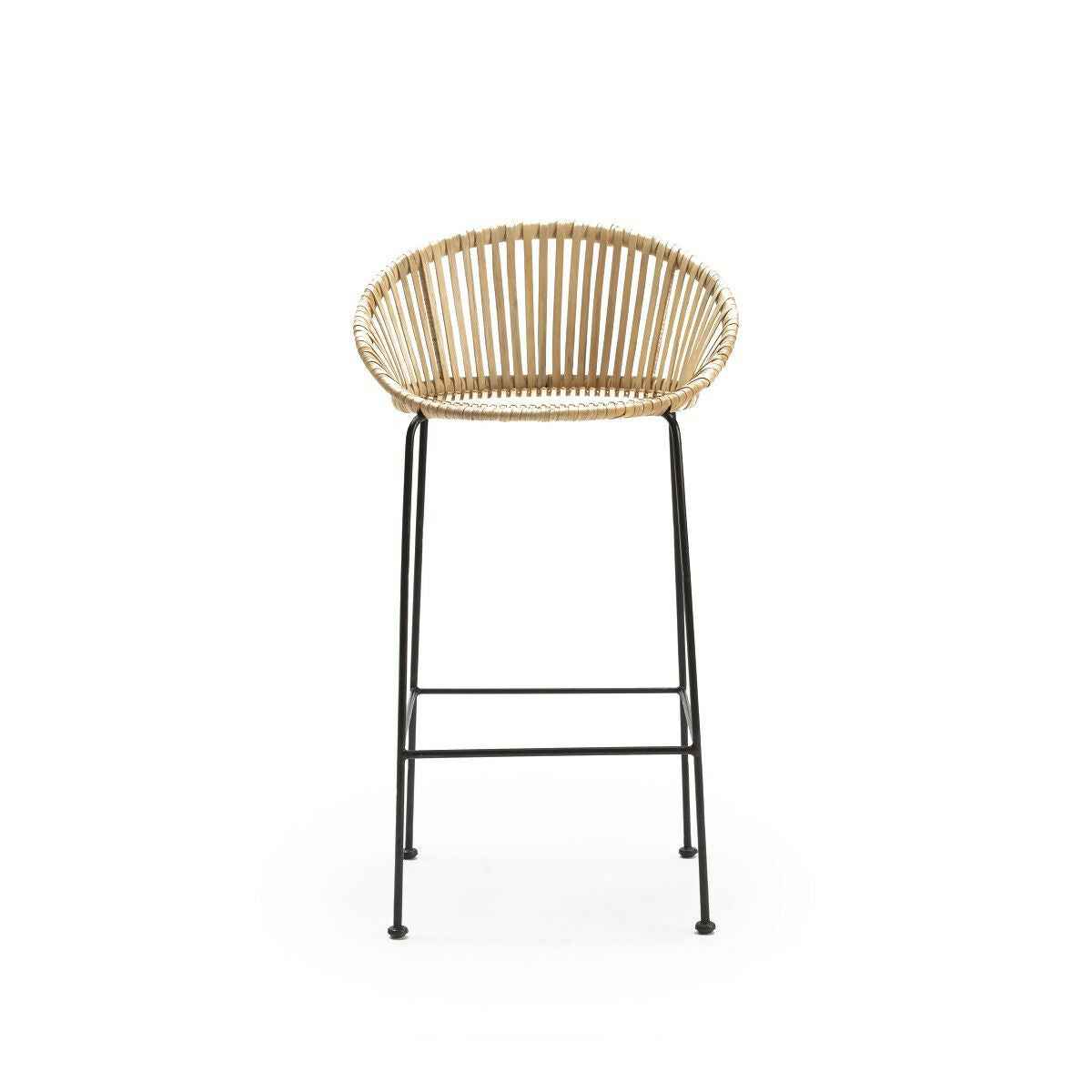 Taburete 50x54x96 Mimbre/Metal Natural/Negro