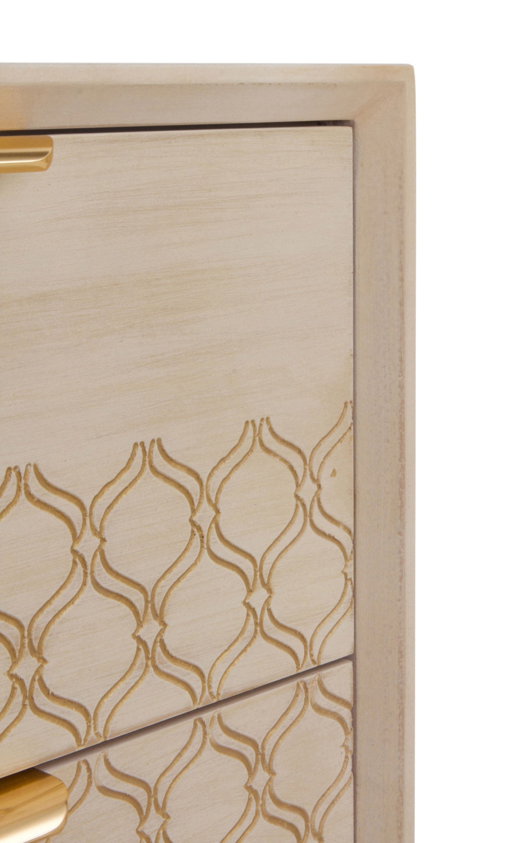 MESITA DE NOCHE 2 CAJONES CHAPADO EN ROBLE ACABADO EN MARFIL