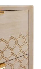 MESITA DE NOCHE 2 CAJONES CHAPADO EN ROBLE ACABADO EN MARFIL