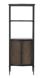 ESTANTE 2 PUERTAS EN BRONCE ESTRUCTURA METAL NEGRA