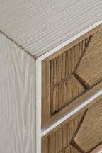 MESITA DE NOCHE 3 CAJONES MADERA DE FRESNO PATINADO BLANCO