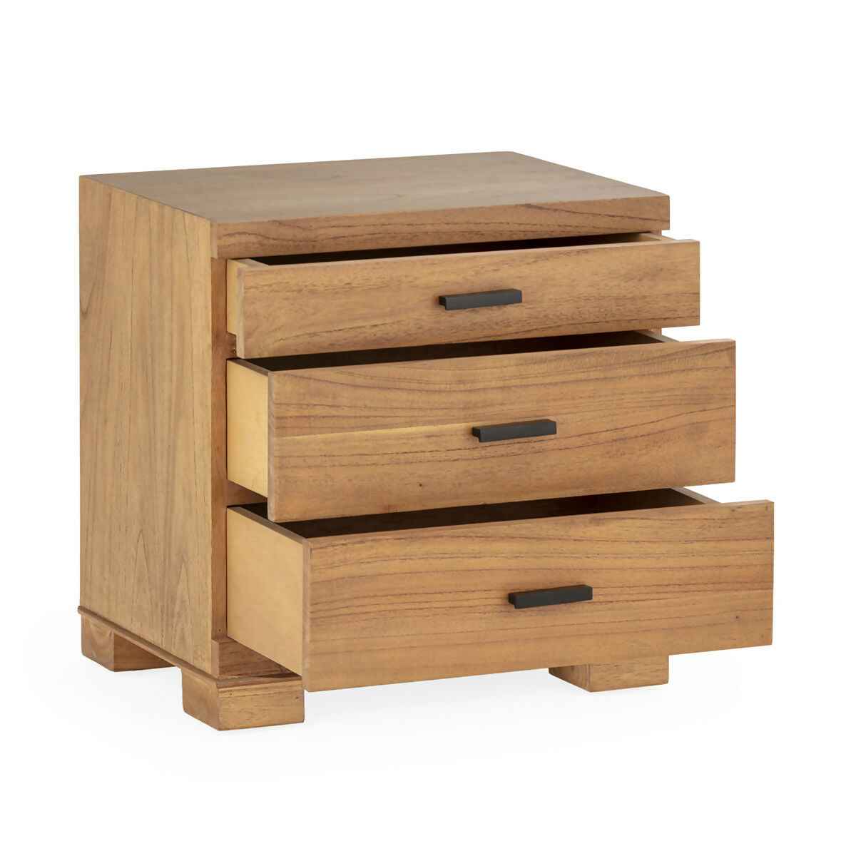 Mesita de Noche 55x40x55 Madera de Cedro/Metal -- Marrón Miel/Negro