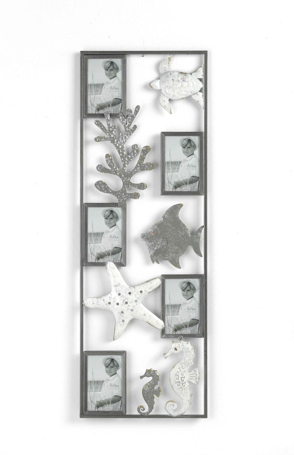 Decoració de paret metàl·lica marina en plata 31x3x90 cm
