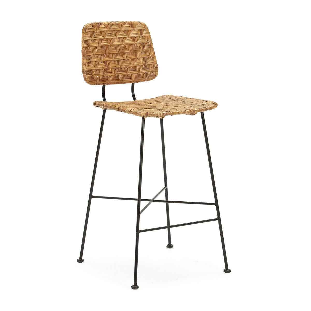 Taburete 41x55x98 Metal Negro/Mimbre Natural