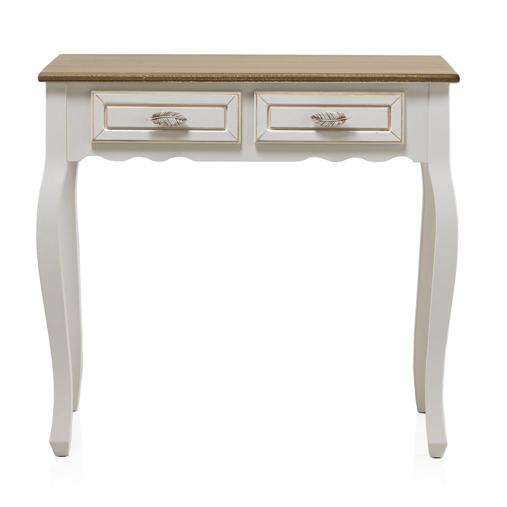 CONSOLA 2 CAJONES MADERA BLANCO