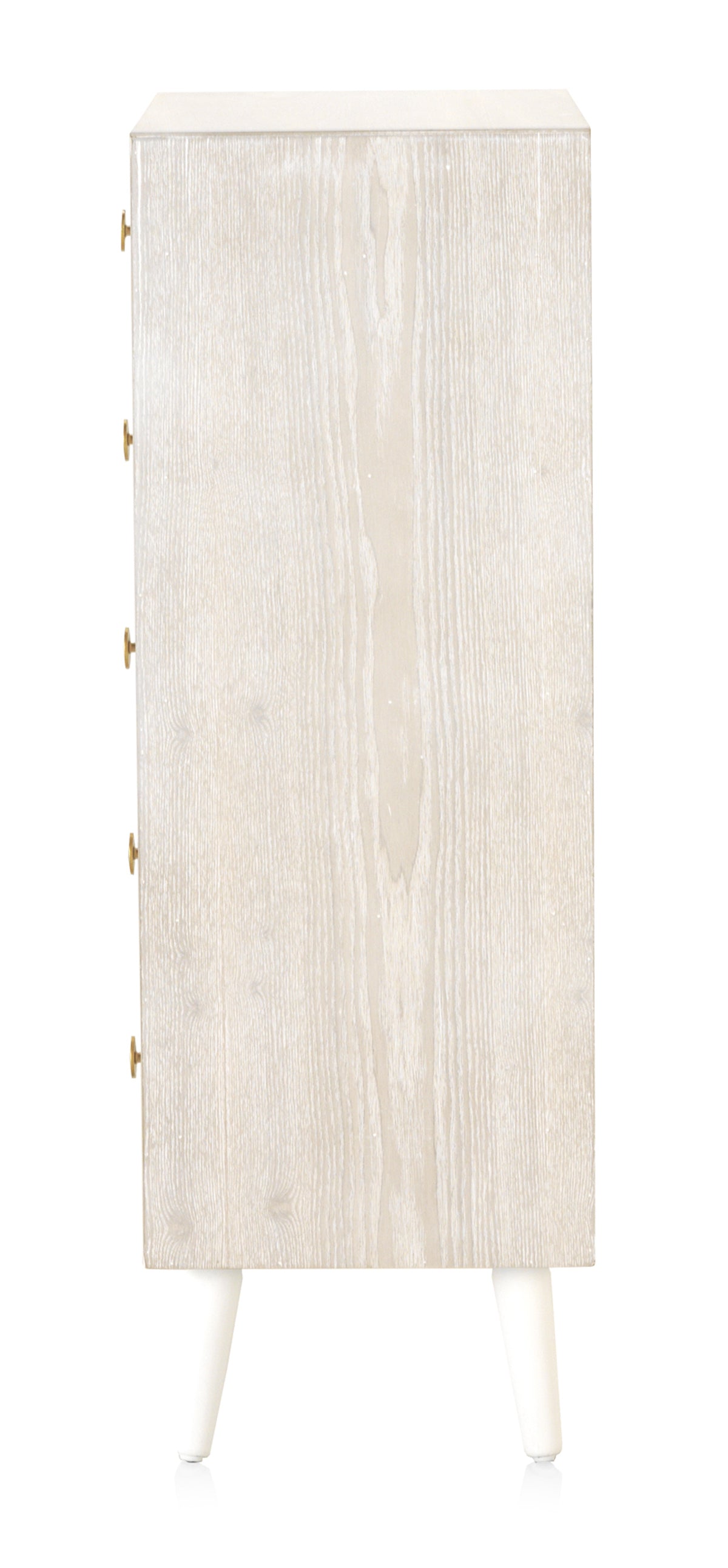 SINFONIER 5CAJONES CHAPADO EN FRESNO PATINADO BLANCO TIRADOR ORO