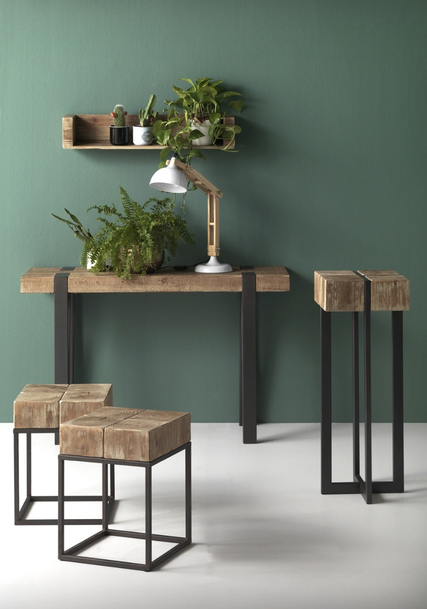 CONSOLA MADERA Y PATAS METAL