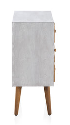 COMODA BLANCA CON FRONTIS MADERA RECUPERADA NATURAL