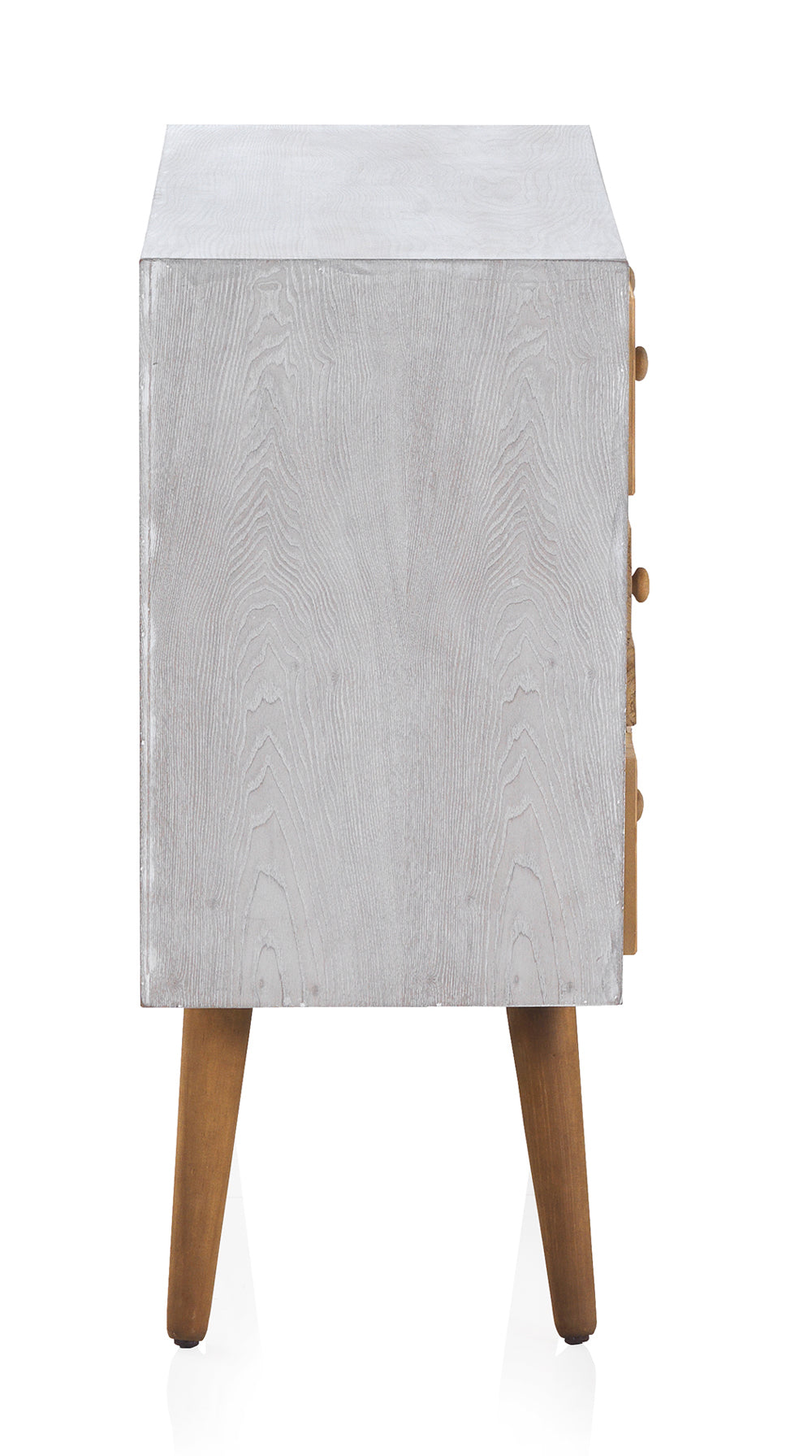 COMODA BLANCA CON FRONTIS MADERA RECUPERADA NATURAL