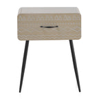 MESITA MADERA NATURAL 1 CAJON PATAS METALICAS NEGRAS