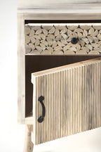 MESITA DE NOCHE MADERA DE ALAMO COLOR NATURAL, PATAS PINO MACIZO