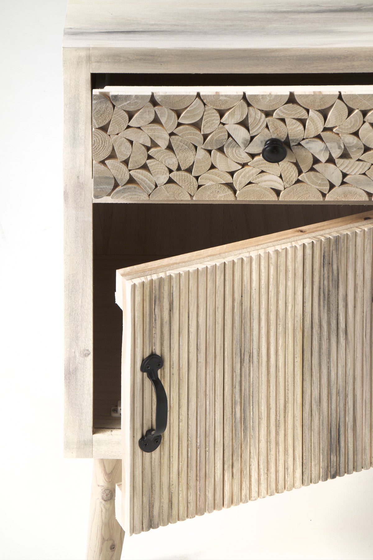 MESITA DE NOCHE MADERA DE ALAMO COLOR NATURAL, PATAS PINO MACIZO