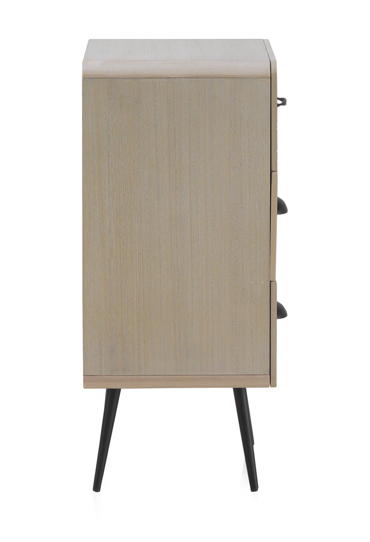 MESITA MADERA NATURAL 3 CAJONES PATAS METALICAS NEGRAS