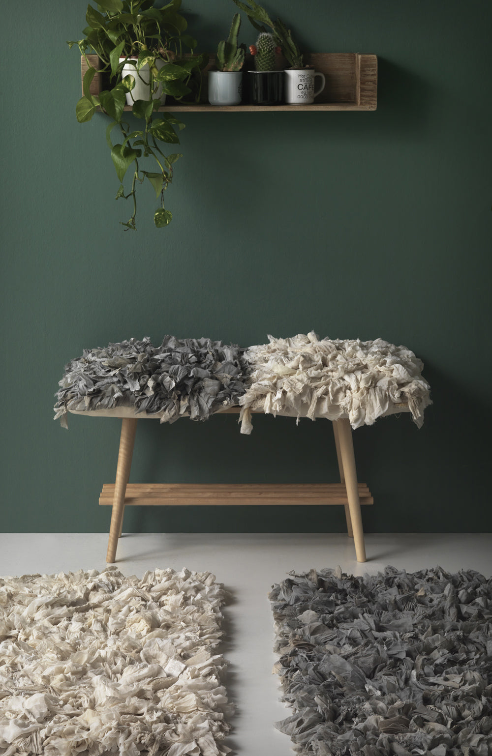 ALFOMBRA ALGODON Y POLIESTER BLANCO 60X120 CM