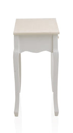 CONSOLA 2 CAJONES MADERA BLANCO SOBRE Y FRONTIS EN CREMA