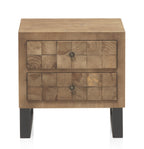 MESITA DE NOCHE DE MADERA DE BLOQUES 2 CAJONES