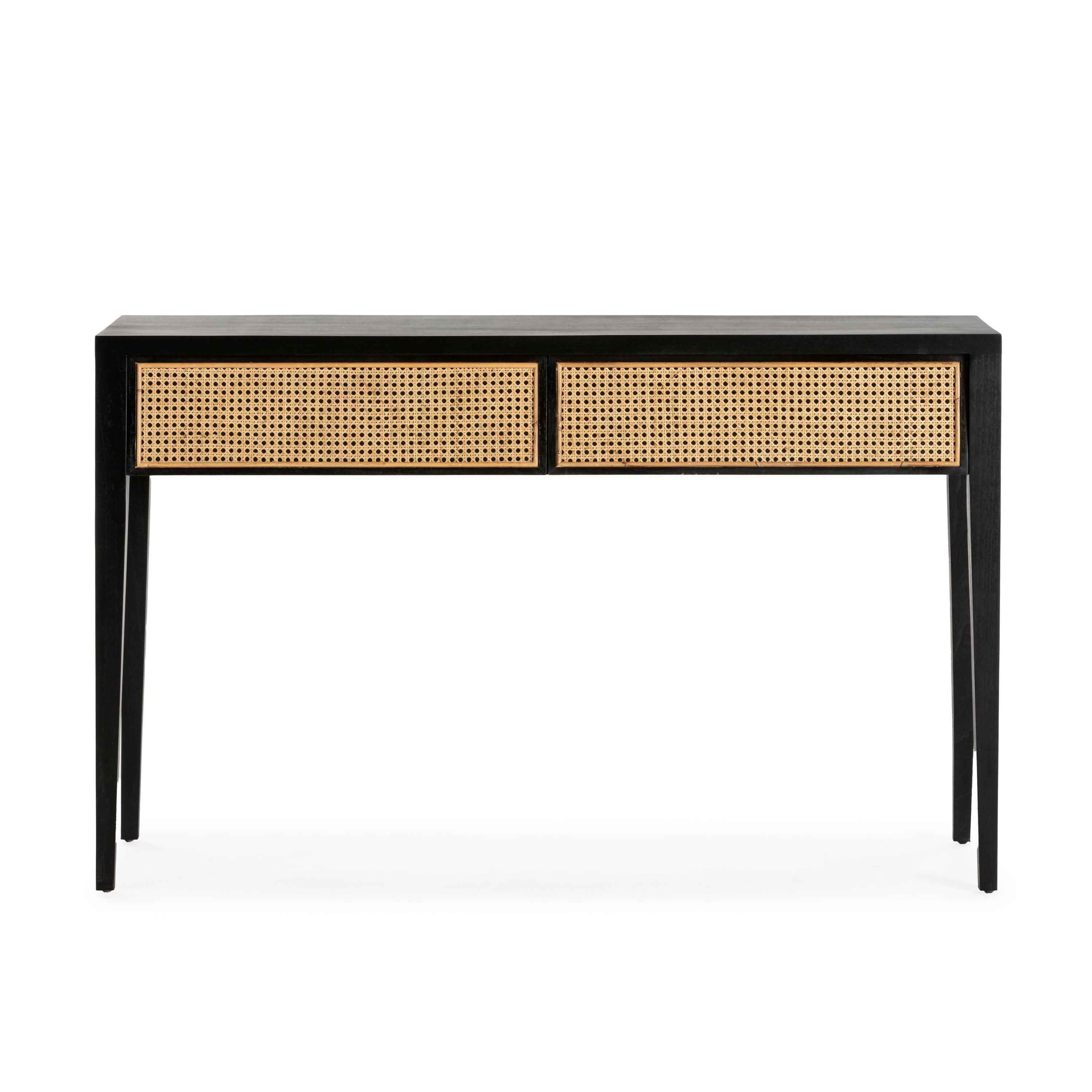 Consola 140x45x87 Madera de Cedro/Ratán -- Negro/Natural