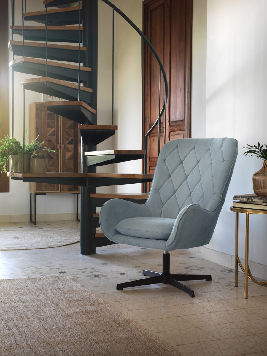 SILLON GIRATORIO TAPIZADO, PATAS METALICAS