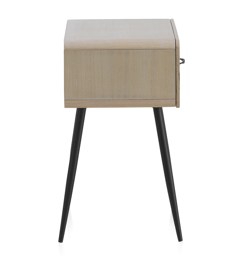 MESITA MADERA NATURAL 1 CAJON PATAS METALICAS NEGRAS