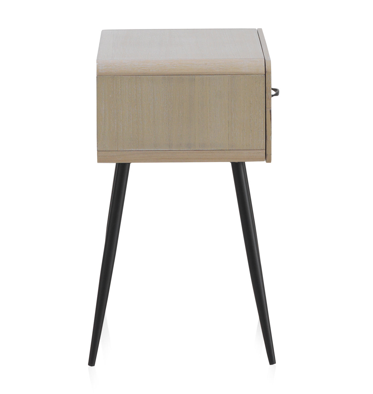 MESITA MADERA NATURAL 1 CAJON PATAS METALICAS NEGRAS