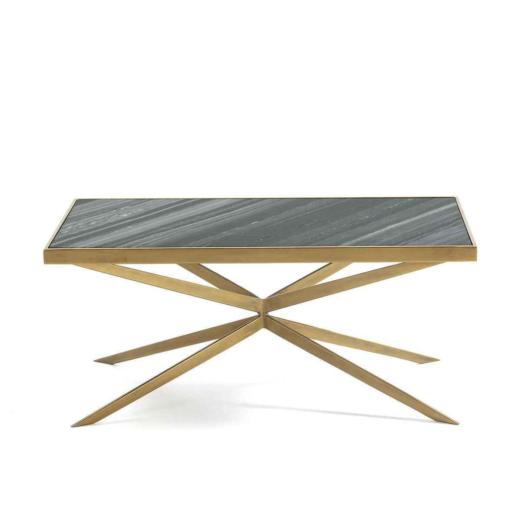 Mesa de Centro 106x60x47 Mármol/Metal Dorado