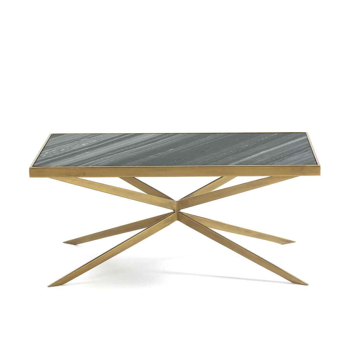 Mesa de Centro 106x60x47 Mármol/Metal Dorado