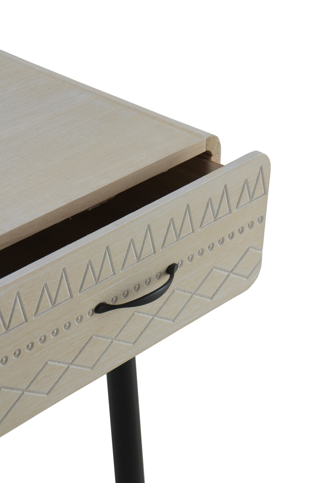 CONSOLA MADERA NATURAL PATAS METALICAS NEGRAS