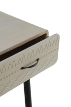 CONSOLA MADERA NATURAL PATAS METALICAS NEGRAS