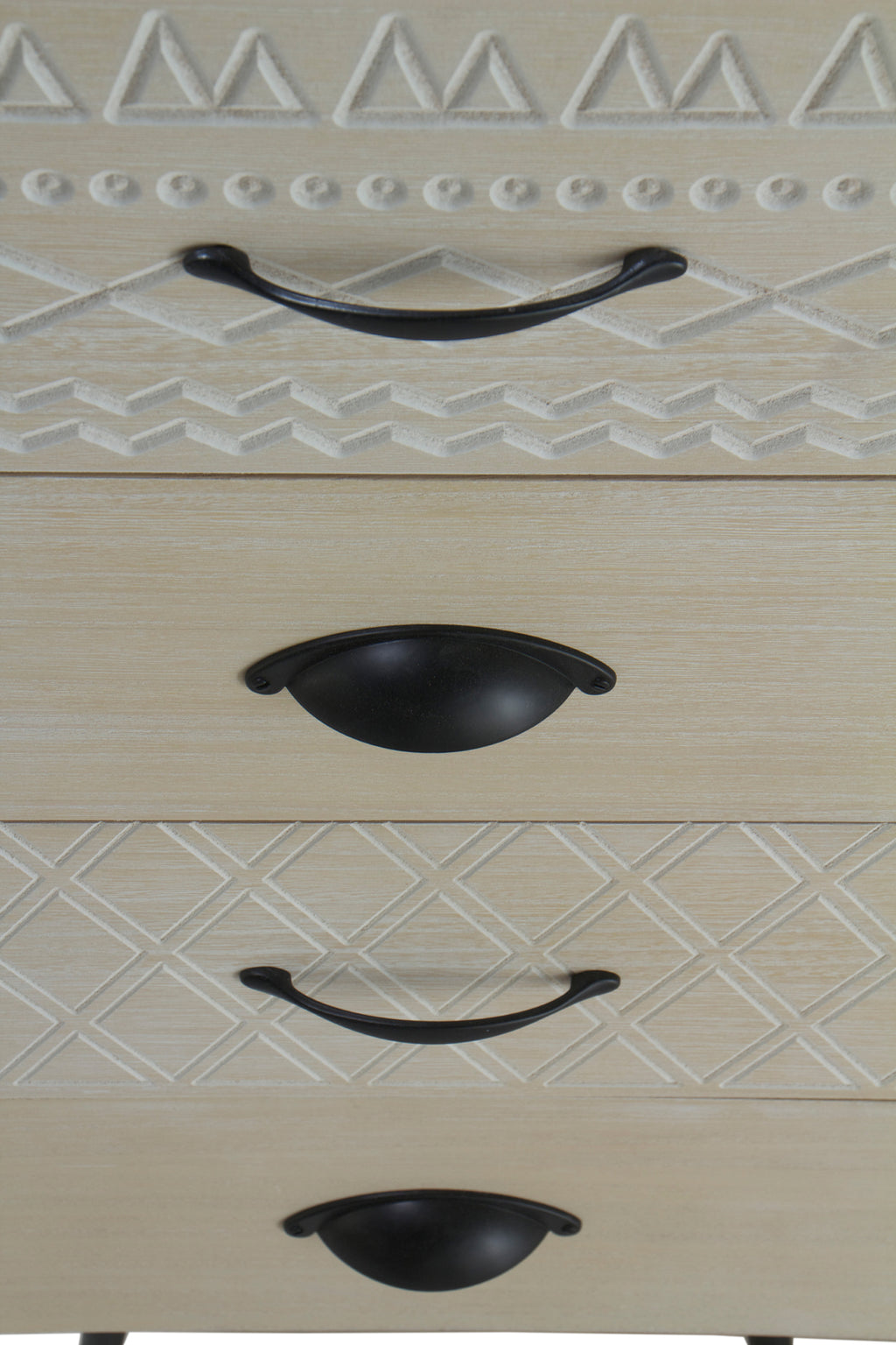 SINFONIER MADERA NATURAL 4 CAJONES PATAS METALICAS NEGRAS