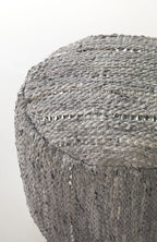 POUF REDONDO PIEL Y ALGODON 45 DIAM. X 35 CM