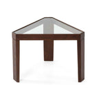 Mesa Auxiliar 54x47x40 Cristal/Madera Marrón Oscuro